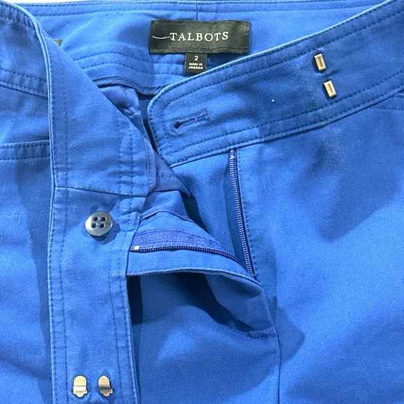 Talbots Curvy Lapis Blue Slacks Crop Stretch Back Elastic Womens Size 2 - Picture 6 of 8